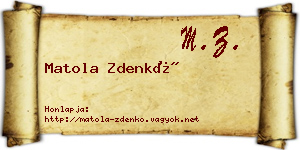Matola Zdenkó névjegykártya